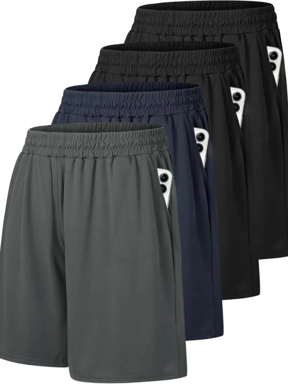 4 Pack Men's Athletic Gym Shorts - Basketball Fitness Apparel for Activewear